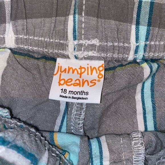 6 for $25 🎃 Jumping Beans Blue and Gray Plaid Shorts Elastic Waistband Size 18M - Picture 2 of 4